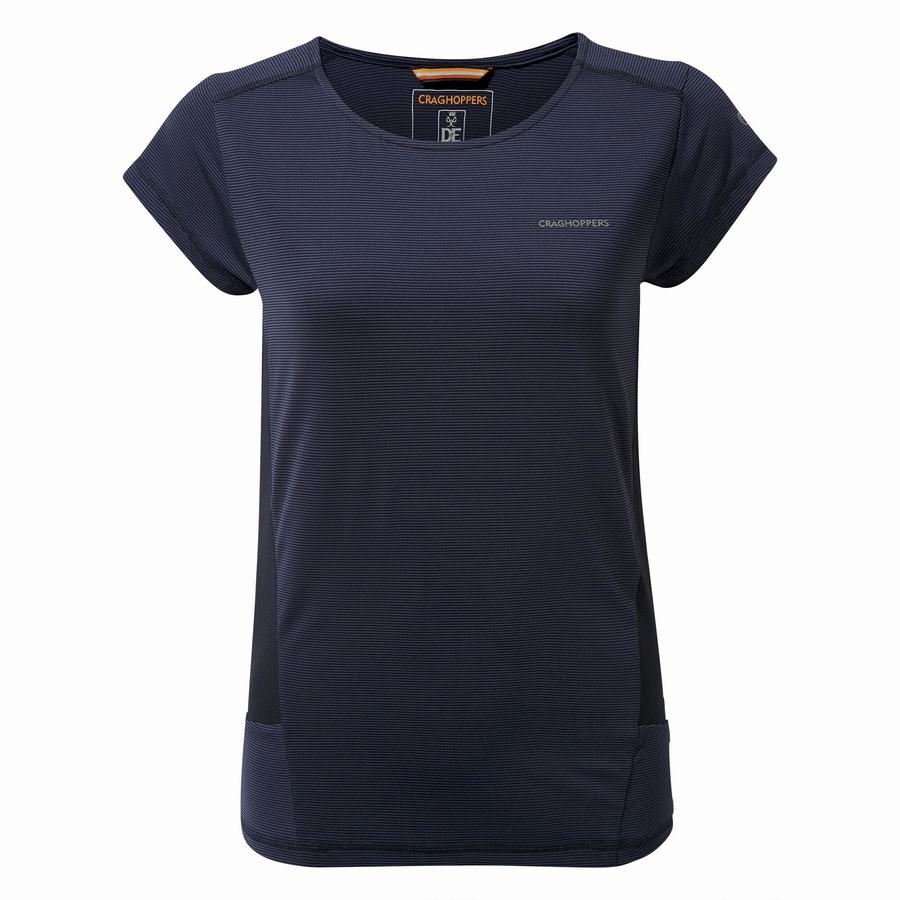 Craghoppers Atmos Short Sleeved Women's T-Shirts Blue Navy | POO7787QE