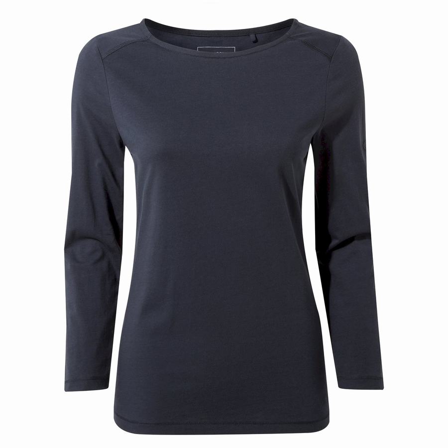 Craghoppers Blanca 3/4 Sleeved Top Women's T-Shirts Blue Navy | HDN693NA