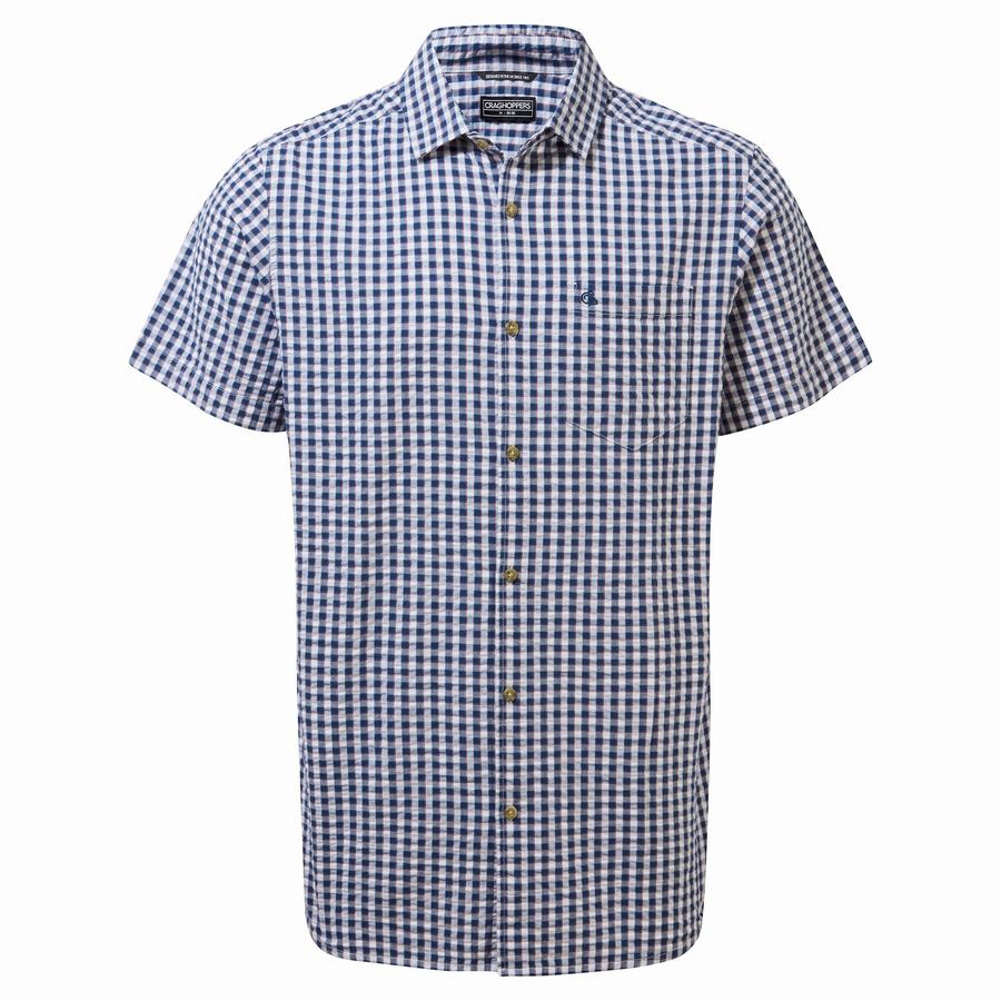 Craghoppers Centro Short Sleeved Men's Shirts Navy Blue | POK3214MY