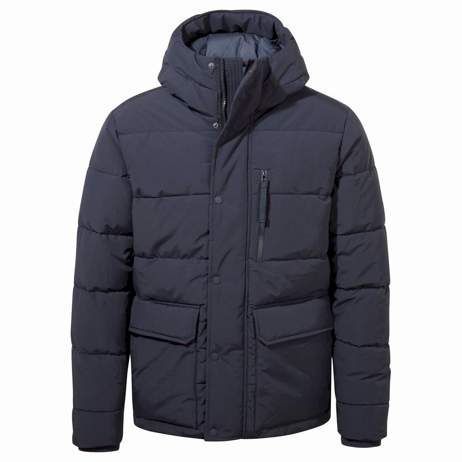 Craghoppers Dunbeath Insulated Hooded Men's Jackets Blue Navy | CME5471NJ