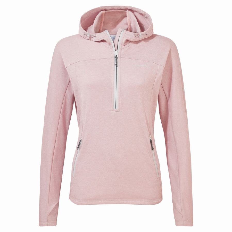 Craghoppers Dynamic Hooded Half Zip Top Women's T-Shirts Pink | QGR8385SU