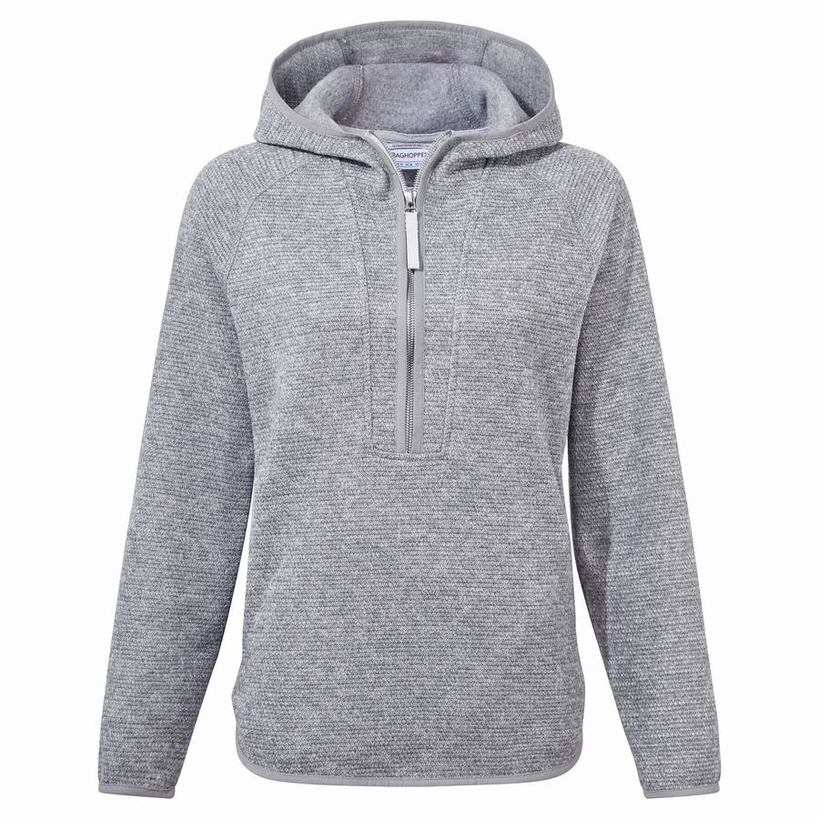 Craghoppers Elena Hooded Half Zip Women's Sweaters Grey | WIL9696DS