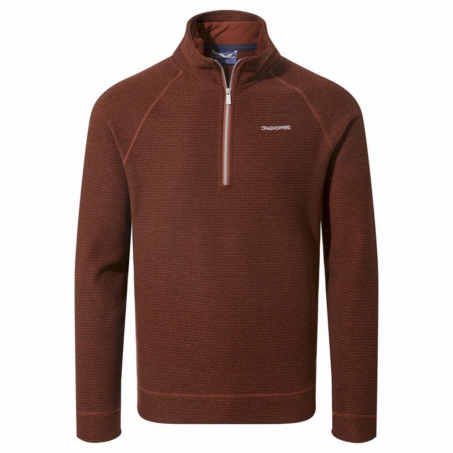 Craghoppers Elton Half Zip Men's Sweaters Dark Red | TYR2557BX