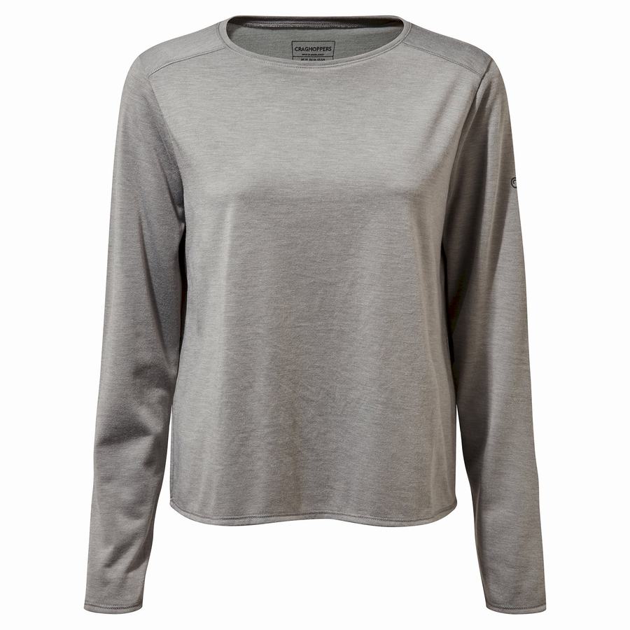 Craghoppers First Layer Long Sleeved Women's T-Shirts Grey | TTB6266MQ