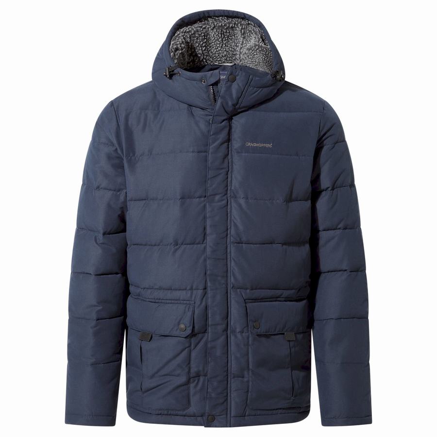 Craghoppers Insulated Trillick Downhike Hooded Men's Jackets Navy Dark Blue | WQK1086TD