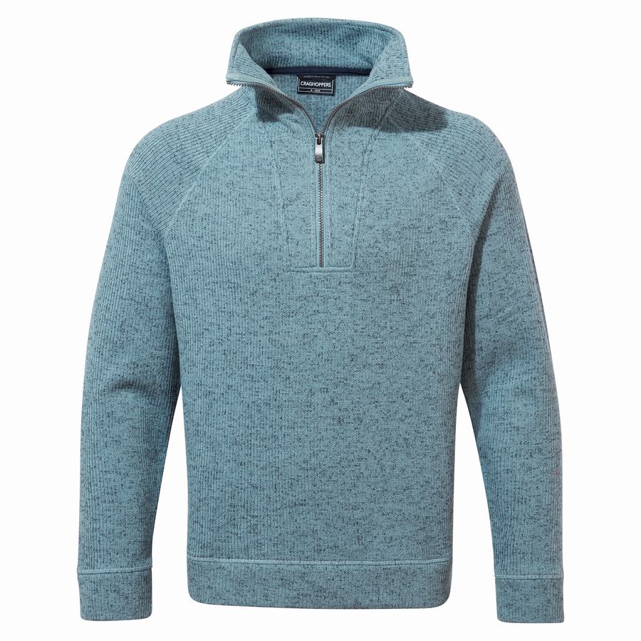 Craghoppers Logan Half Zip Men's Sweaters Blue | RPI8237RN