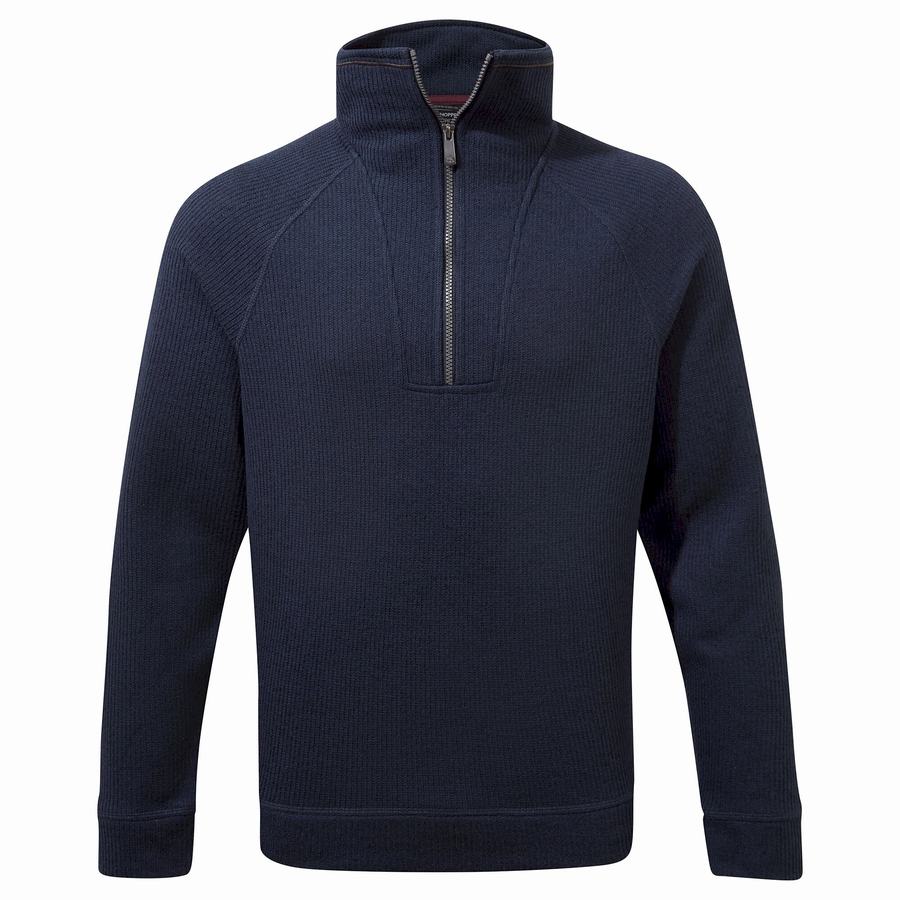 Craghoppers Logan Half Zip Men's Sweaters Blue Navy | XQQ673ZV