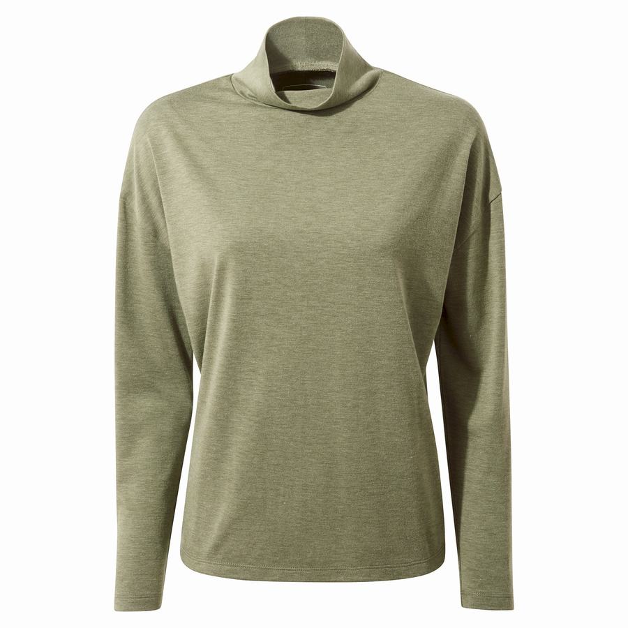 Craghoppers Meridan Long Sleeved Women's T-Shirts Olive | WYY4026JM