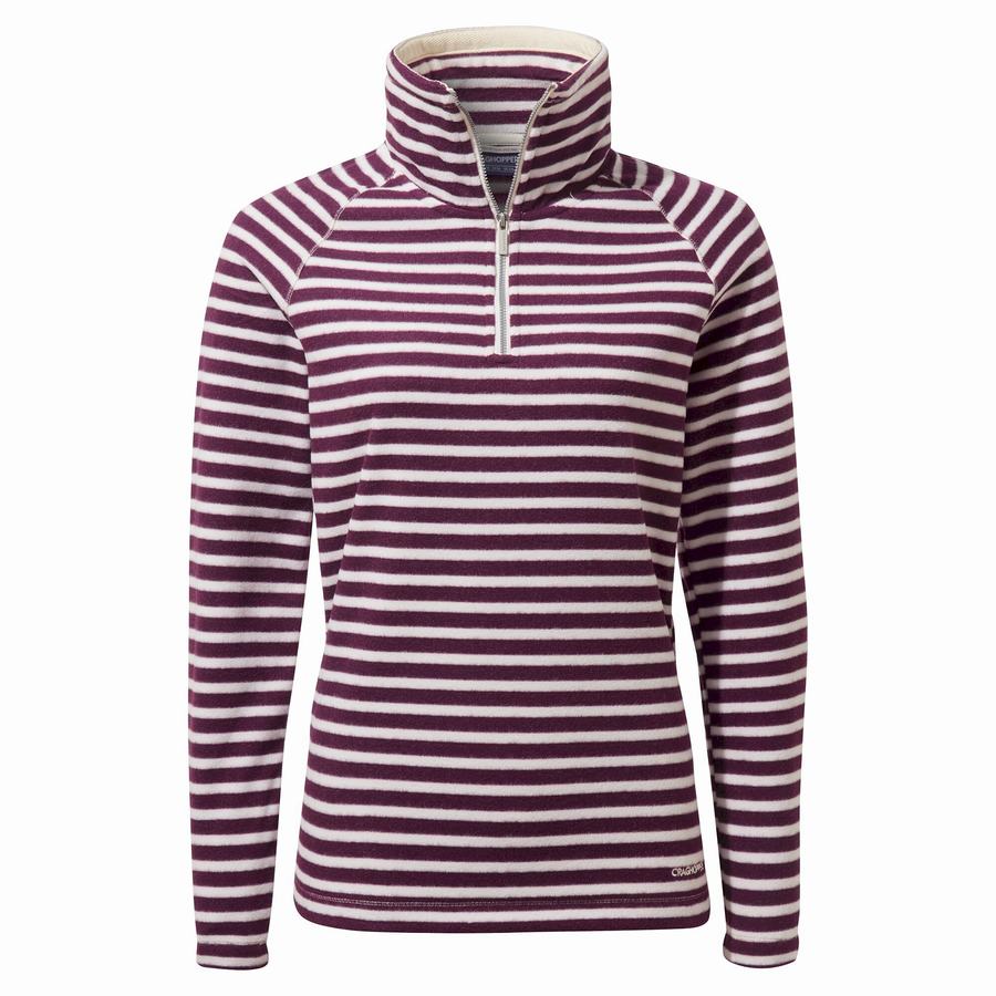 Craghoppers Natalia Half Zip Women's Sweaters Purple Stripes | XMF3074SA