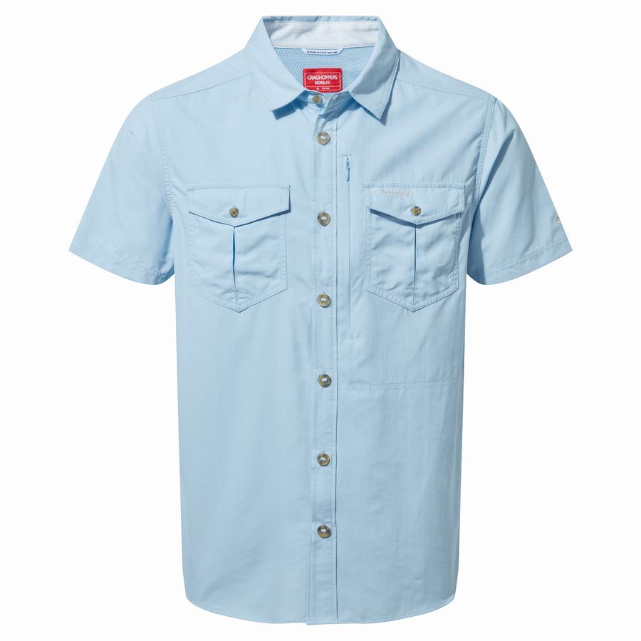 Craghoppers NosiLife Adventure II Short Sleeved Men's Shirts Blue | AJB4074RN