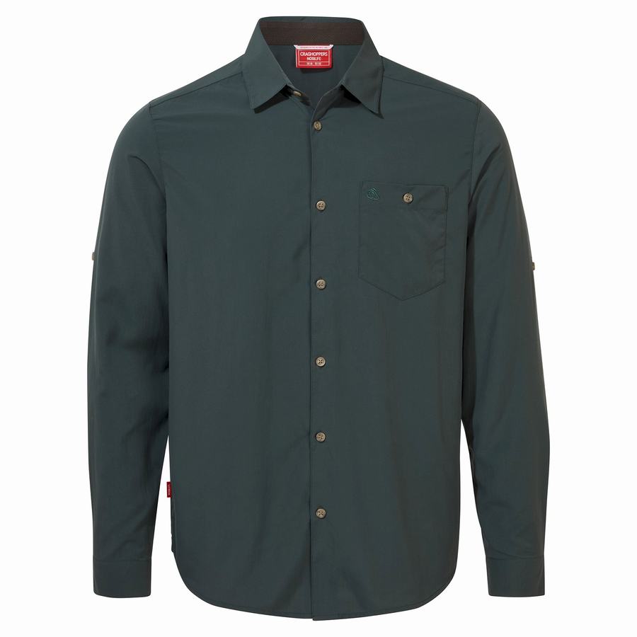 Craghoppers NosiLife Nuoro Long Sleeved Men's Shirts Green | WZR4561XM