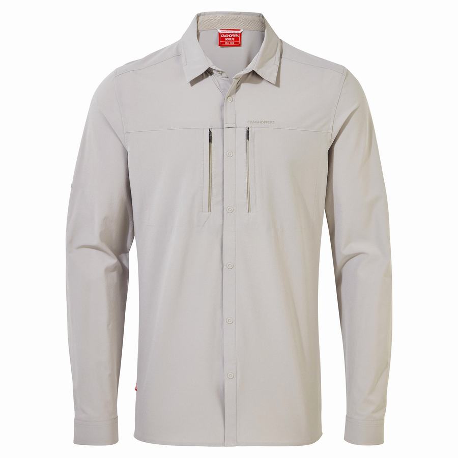 Craghoppers NosiLife Pro IV Long Sleeved Men's Shirts White | NCO6884UT