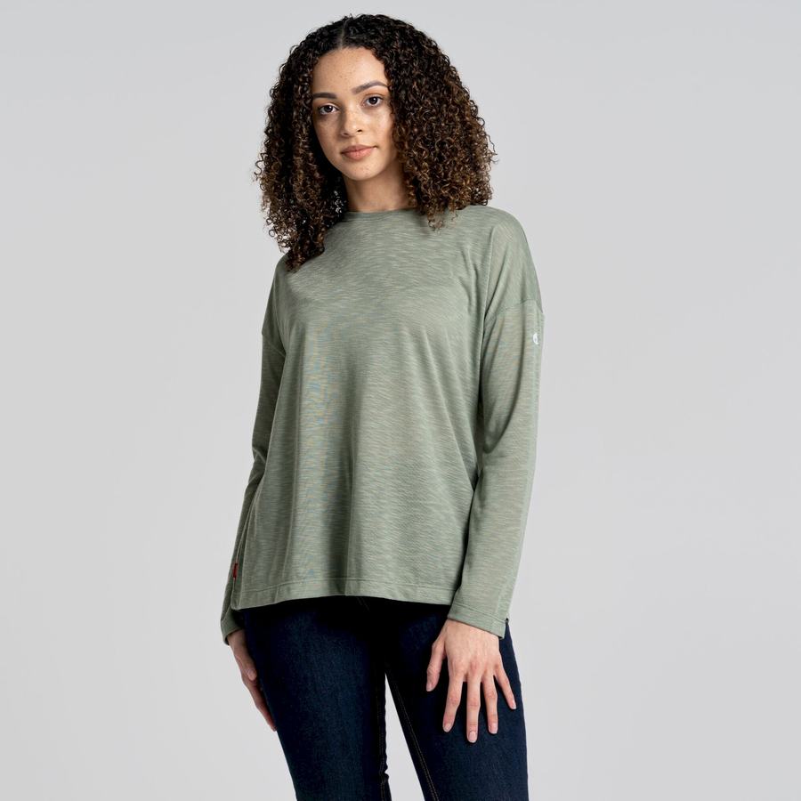 Craghoppers NosiLife Sami Long Sleeved Women's T-Shirts Olive | ROQ780PK