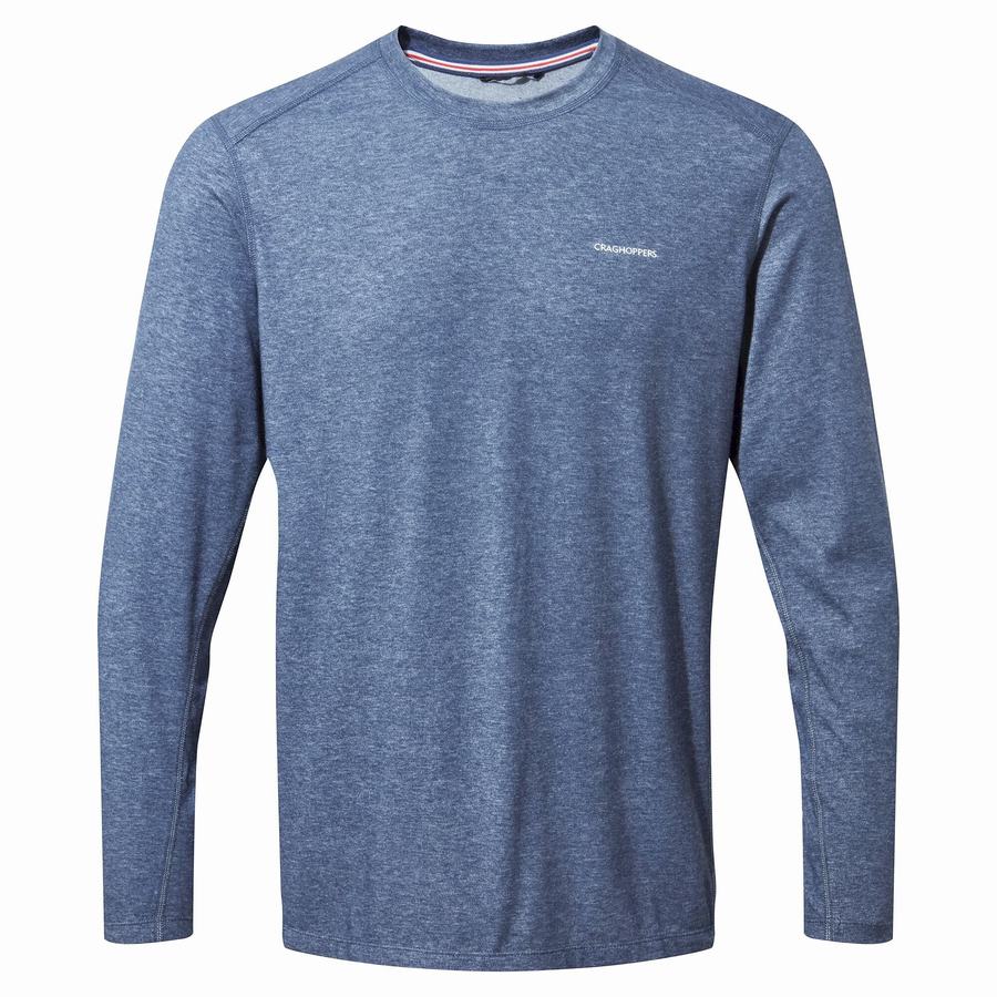 Craghoppers NosiLife Talen Long Sleeved Men's T-Shirts Navy | YGL8894XP