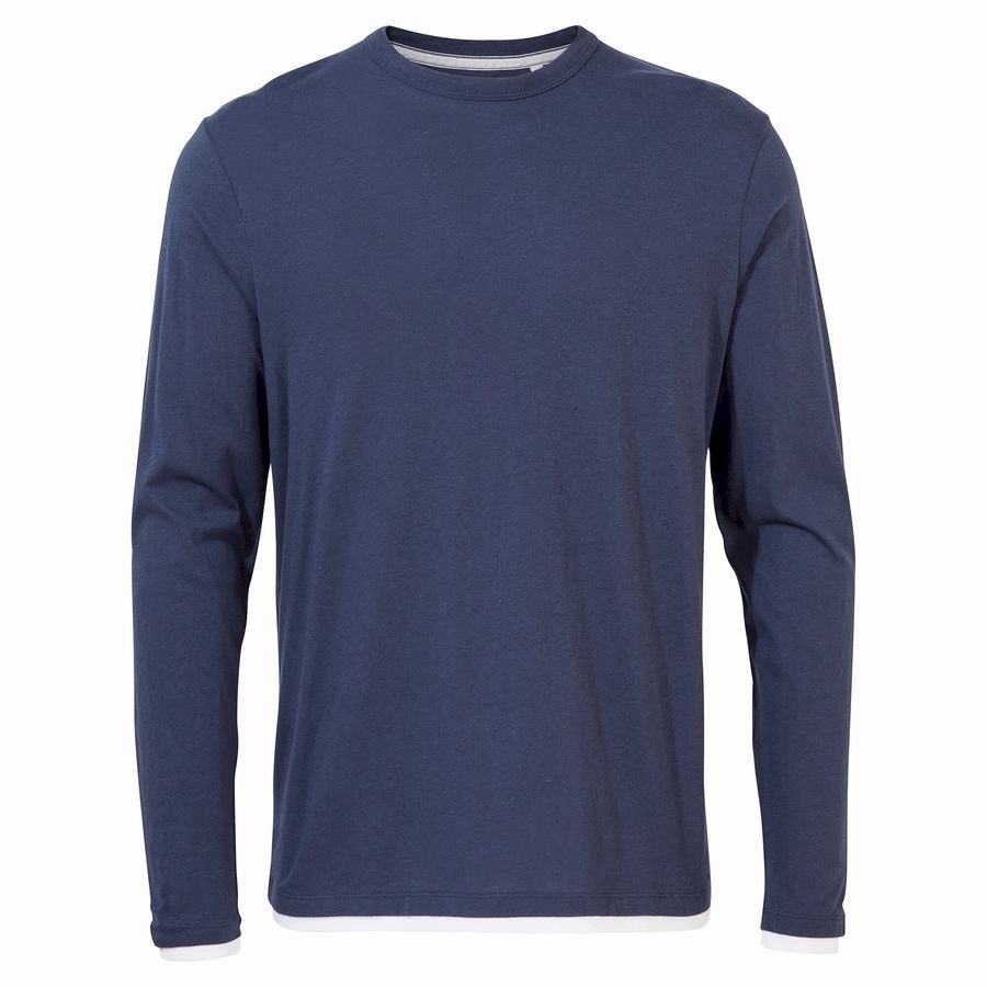 Craghoppers Nosibotanical Coulter Long Sleeved Men's T-Shirts Blue Navy | YQU3072ZH