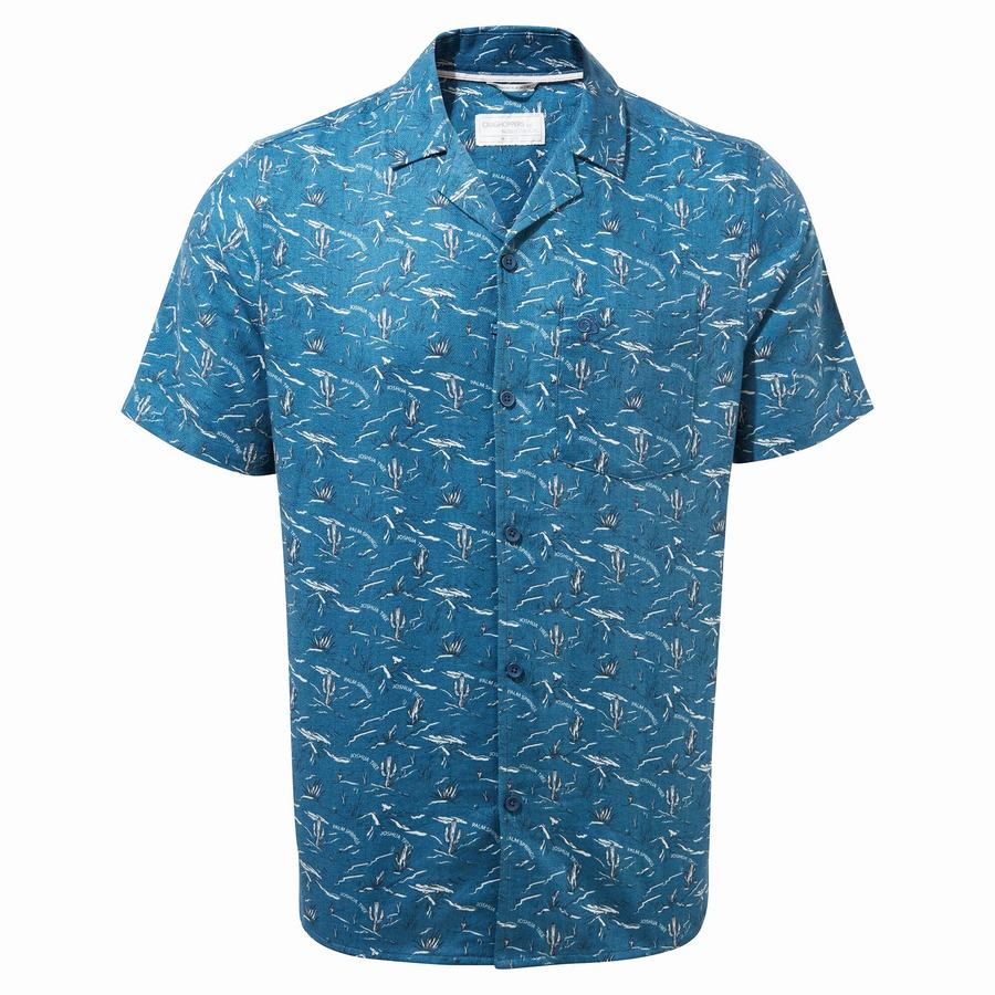 Craghoppers Nosibotanical Hula Short Sleeved Men's Shirts Navy Blue | NYD7528UH