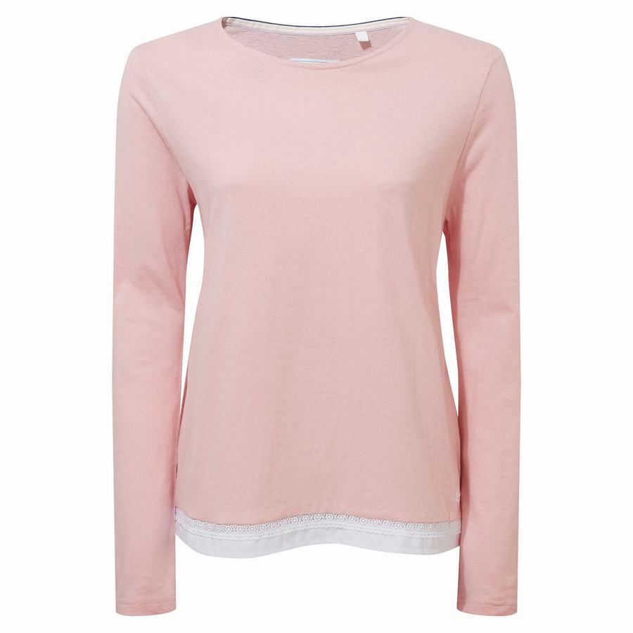 Craghoppers Nosibotanical Magnolia Long Sleeved Women's T-Shirts Pink | LDC8117QW