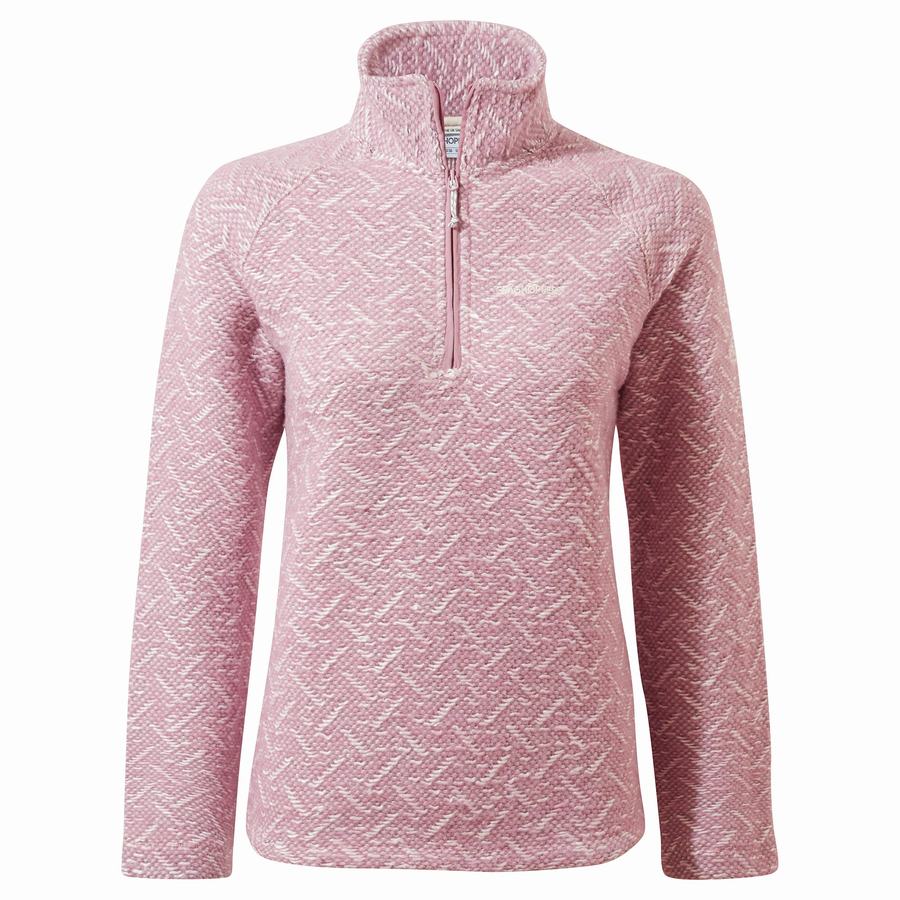 Craghoppers Talladale Half Zip Women's Sweaters Pink | OFZ1151GV