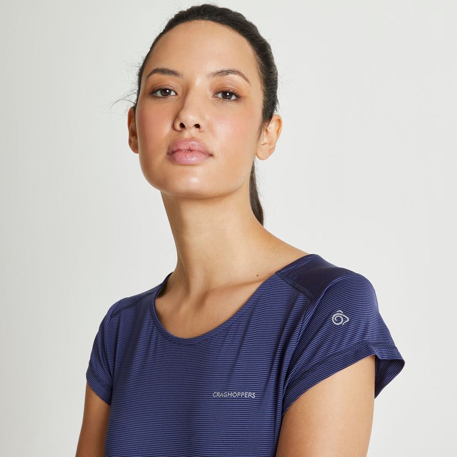 Craghoppers Atmos Short Sleeved Women's T-Shirts Blue Navy | POO7787QE