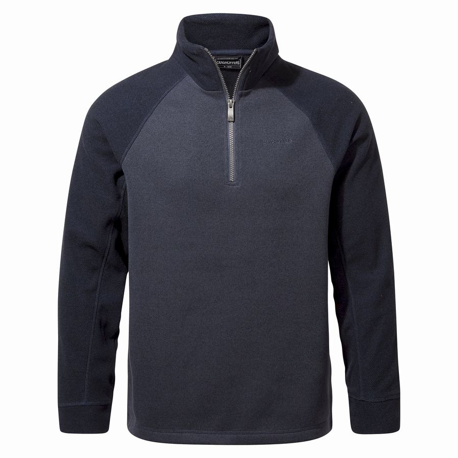 Craghoppers Barker Half Zip Men's Sweaters Grey Blue | PVY7945FR