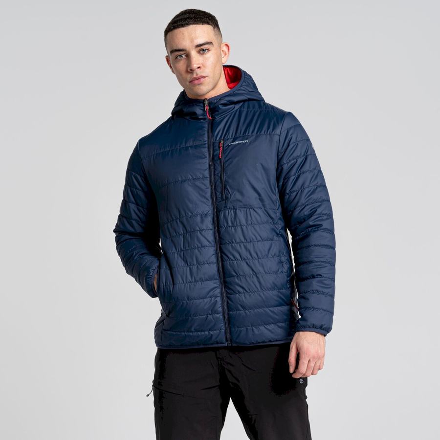 Craghoppers Compresslite VI Hooded Men\'s Jackets Blue Navy Red | YQC3617LF