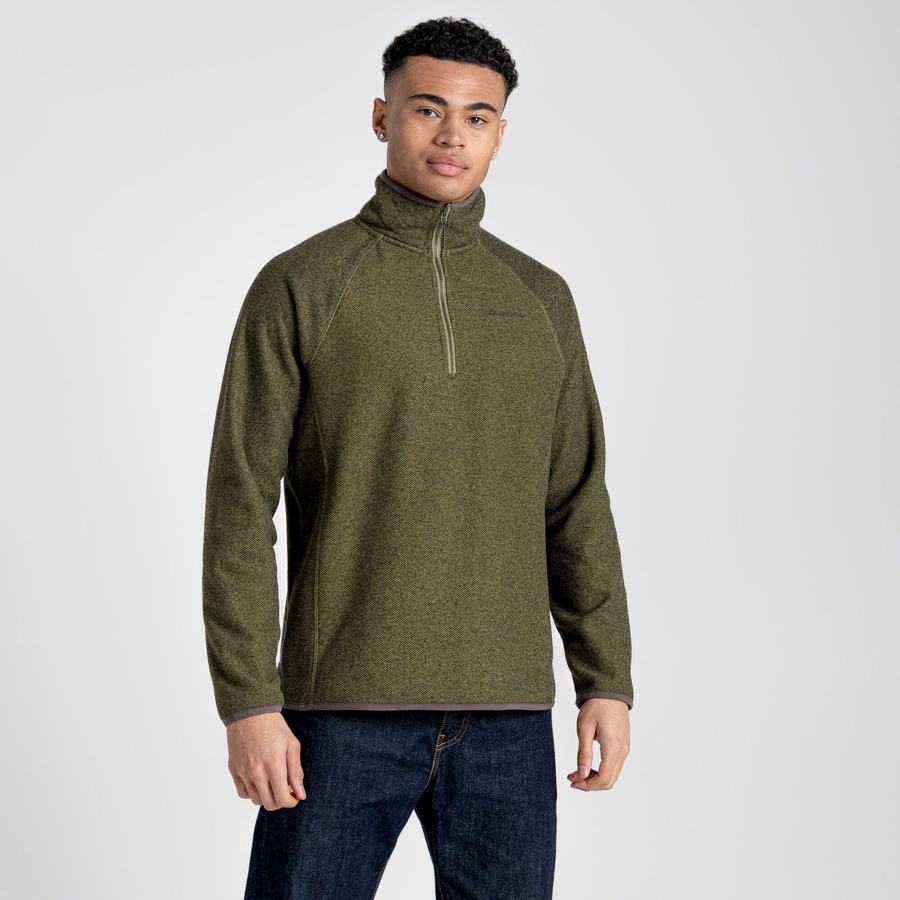 Craghoppers Durrus Half Zip Men's Sweaters Olive Green | FFQ7711BB