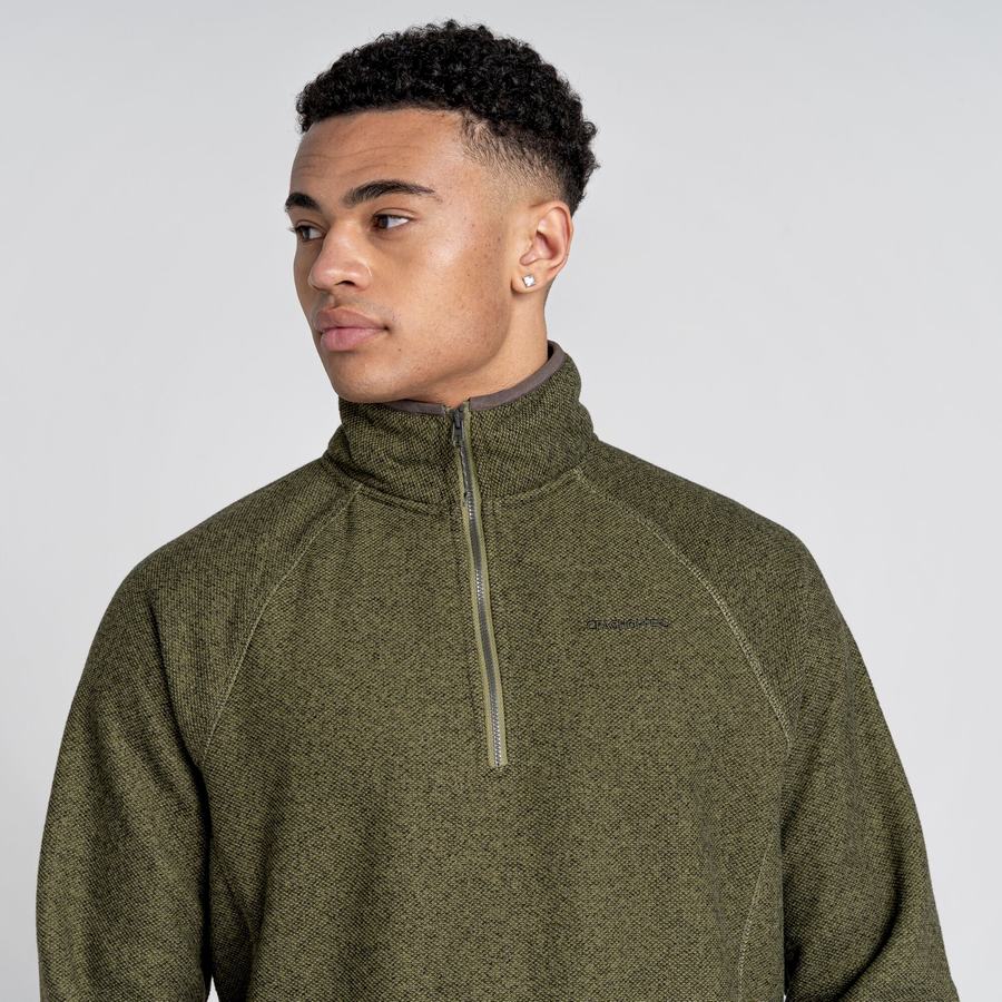 Craghoppers Durrus Half Zip Men's Sweaters Olive Green | FFQ7711BB