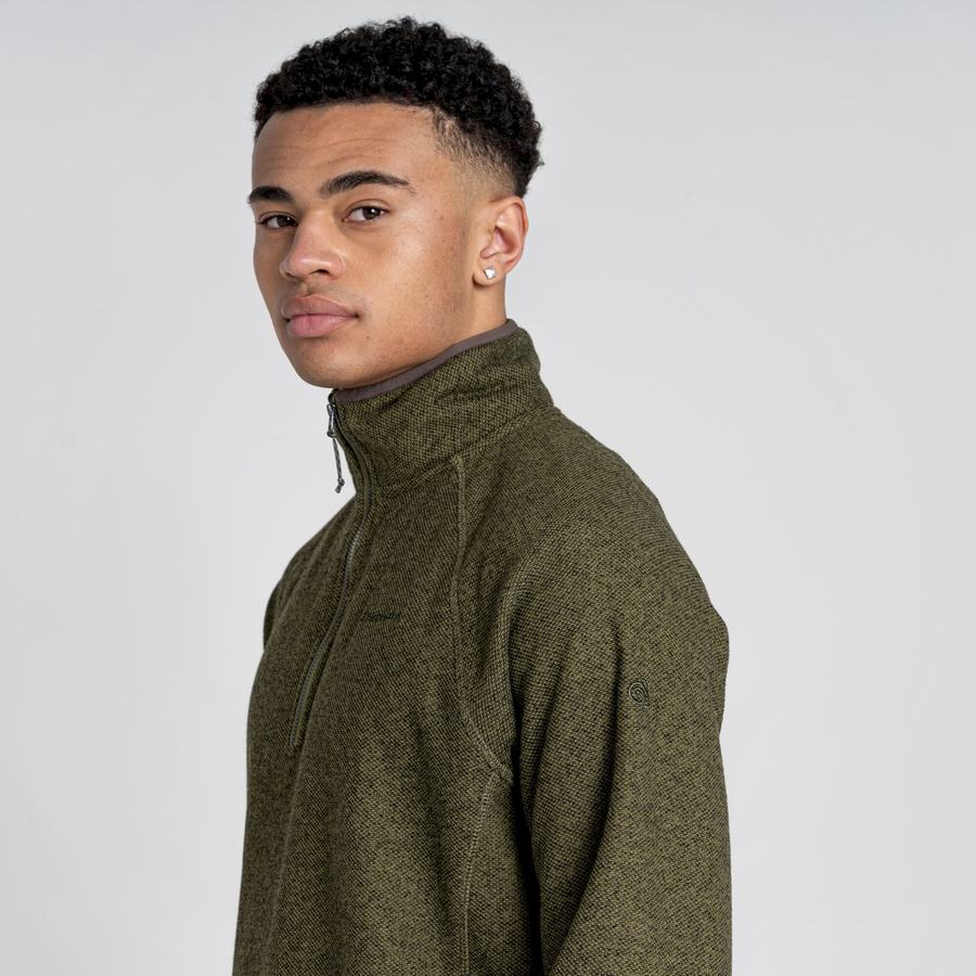 Craghoppers Durrus Half Zip Men's Sweaters Olive Green | FFQ7711BB