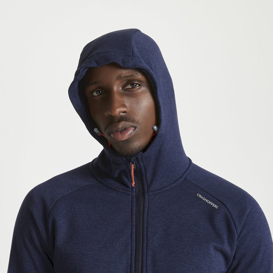 Craghoppers Dynamic Hooded Half Zip Men's T-Shirts Blue Navy | UQF8225JZ