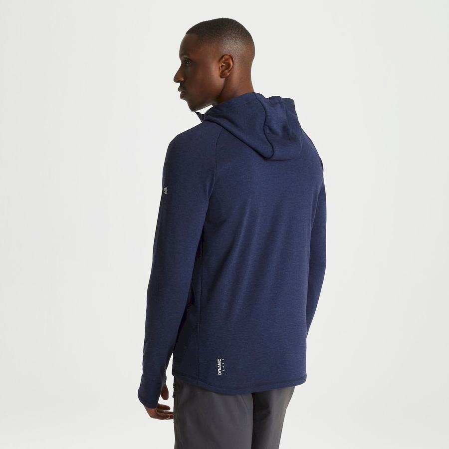 Craghoppers Dynamic Hooded Half Zip Men's T-Shirts Blue Navy | UQF8225JZ