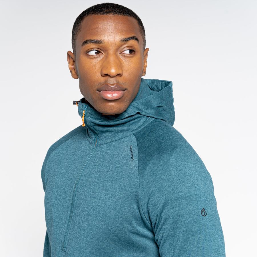 Craghoppers Dynamic Hooded Half Zip Top Men's T-Shirts Green | LWH9868UJ