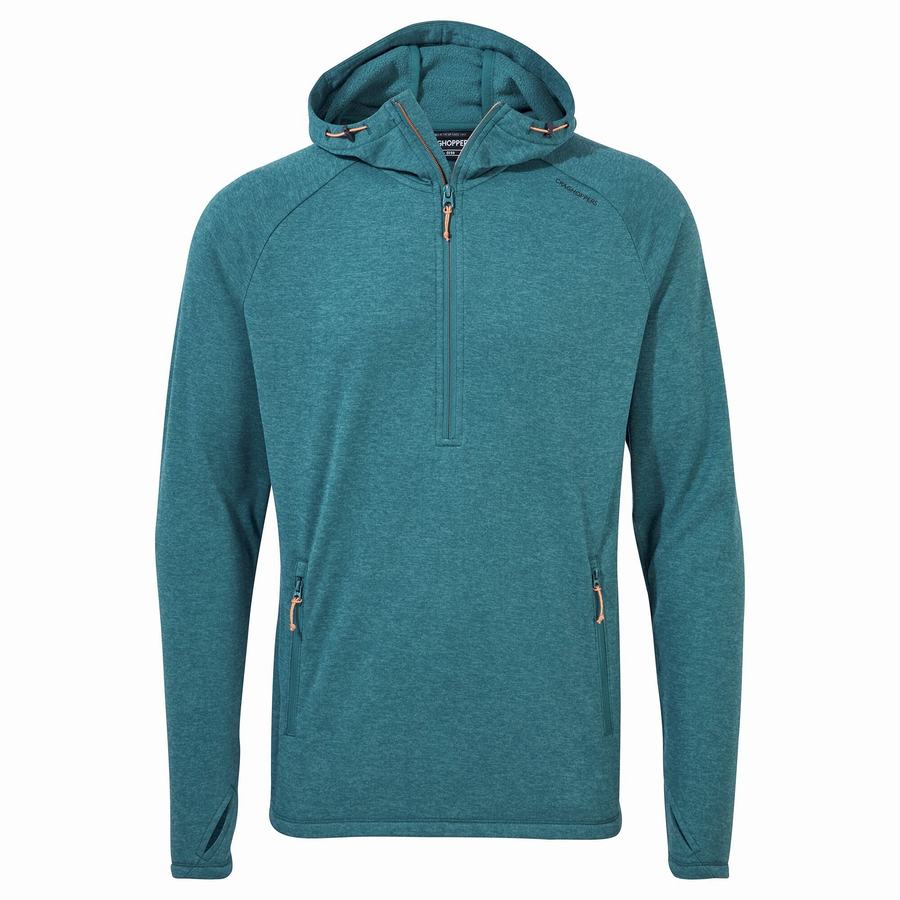 Craghoppers Dynamic Hooded Half Zip Top Men\'s T-Shirts Green | LWH9868UJ