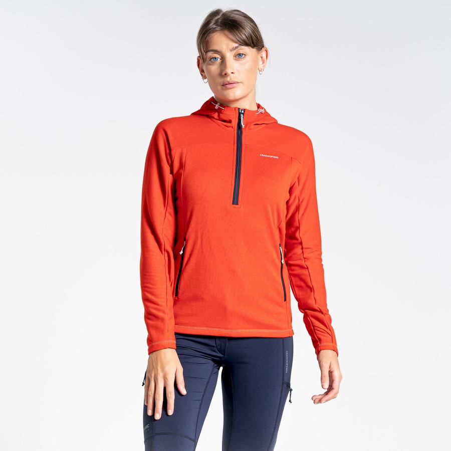 Craghoppers Dynamic Hooded Half Zip Top Women's T-Shirts Orange | OZM3194XV