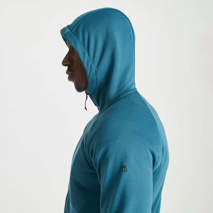 Craghoppers Dynamic Hooded Half Zip Winter Men's Sweaters Blue | TGL2891NT