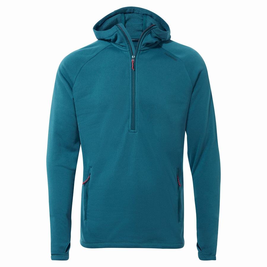 Craghoppers Dynamic Hooded Half Zip Winter Men's Sweaters Blue | TGL2891NT