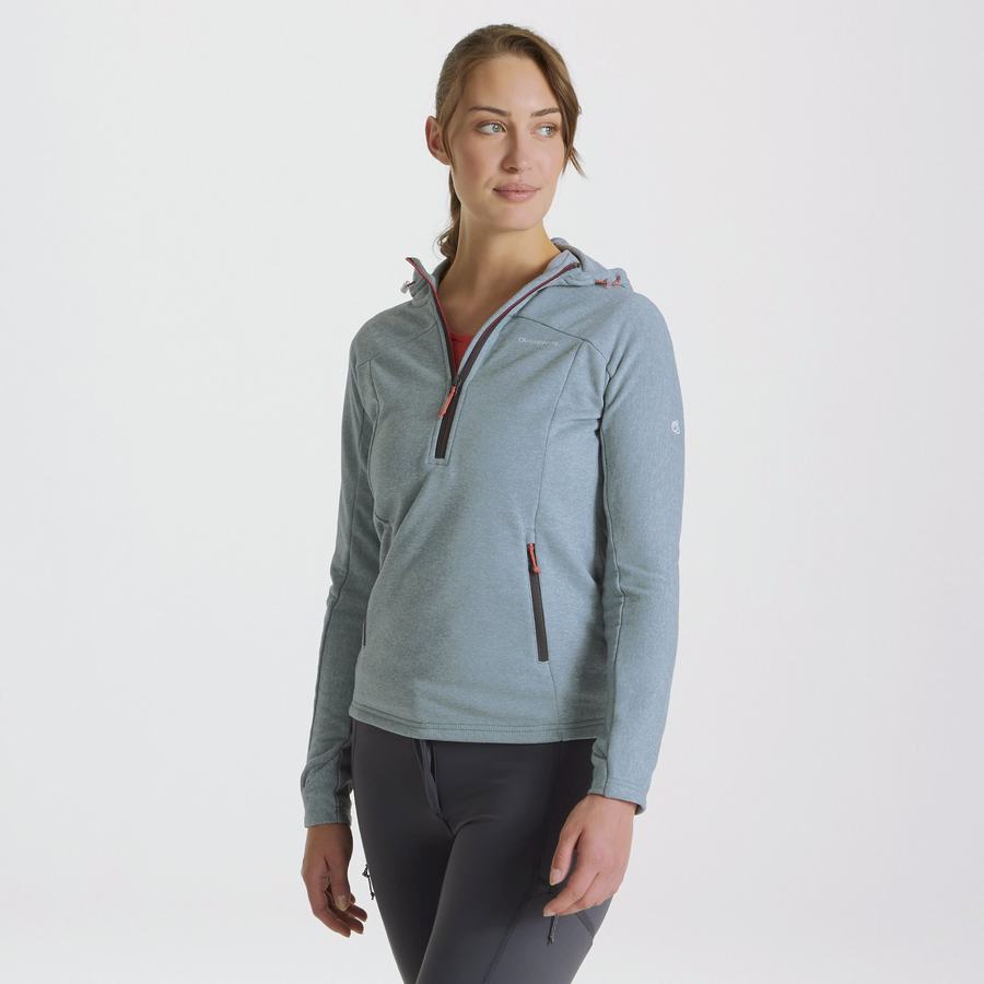 Craghoppers Dynamic Hooded Half Zip Women's Sweaters Light Green | MIG121OF