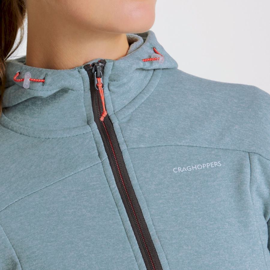 Craghoppers Dynamic Hooded Half Zip Women's Sweaters Light Green | MIG121OF