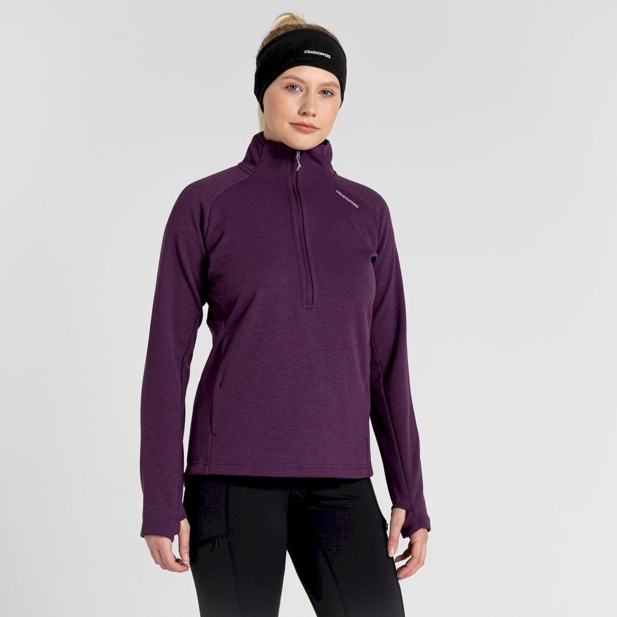 Craghoppers Dynamic Pro Half Zip Women's Sweaters Deep Purple | ARU7360ZT