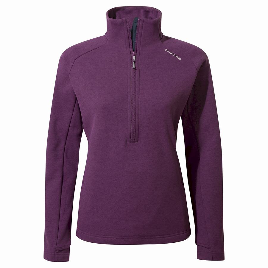 Craghoppers Dynamic Pro Half Zip Women's Sweaters Deep Purple | ARU7360ZT