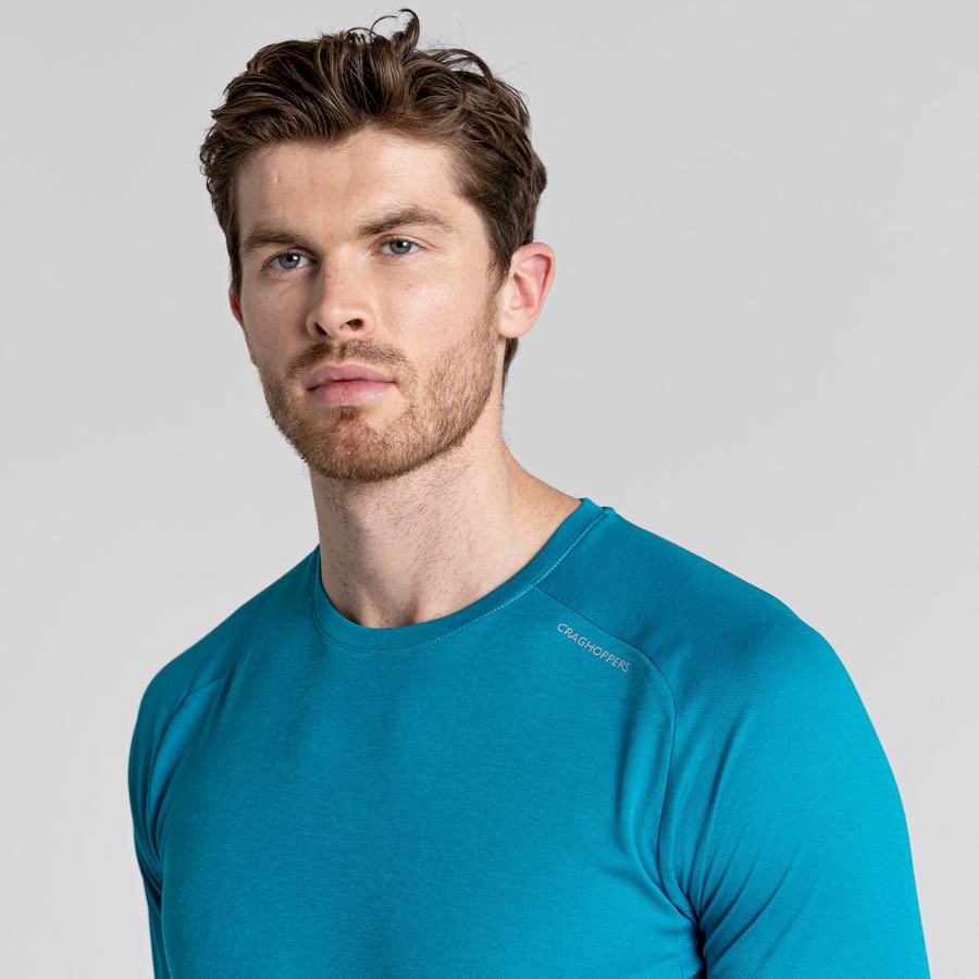 Craghoppers Dynamic Pro Long Sleeved Men's T-Shirts Blue | ESJ6131RW