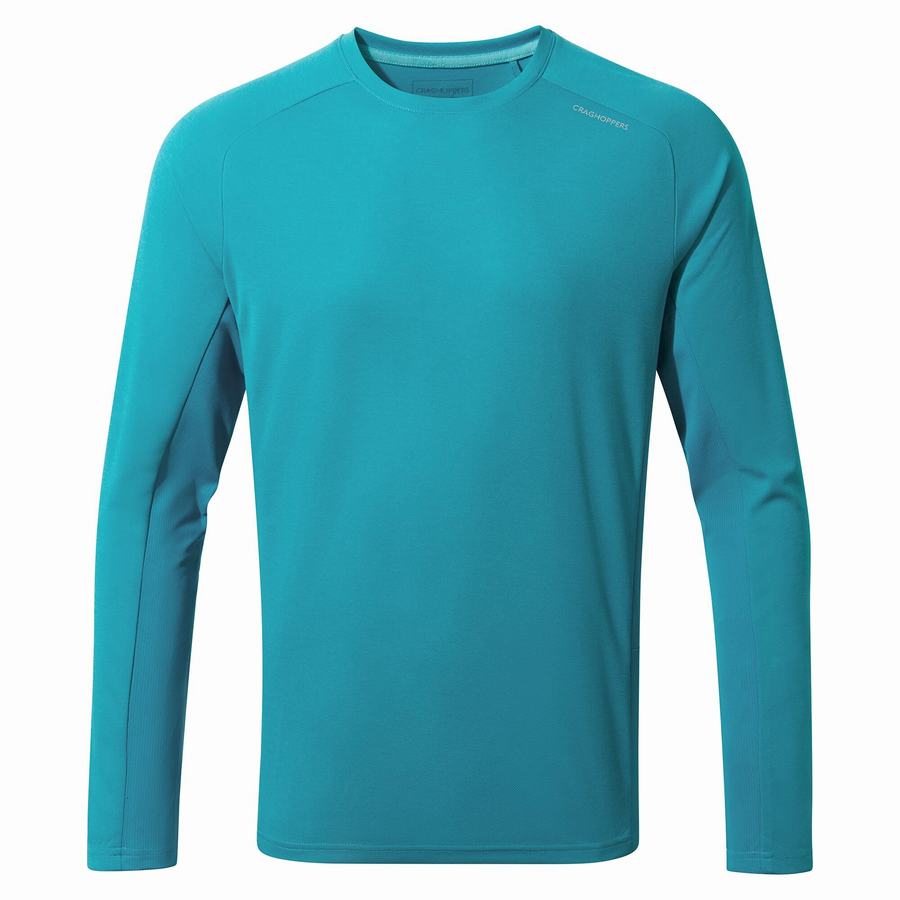 Craghoppers Dynamic Pro Long Sleeved Men's T-Shirts Blue | ESJ6131RW