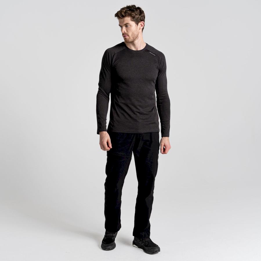 Craghoppers Dynamic Pro Long Sleeved Men's T-Shirts Black | QVY2122SZ