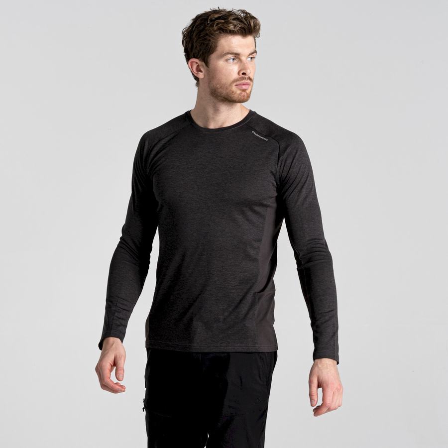 Craghoppers Dynamic Pro Long Sleeved Men's T-Shirts Black | QVY2122SZ