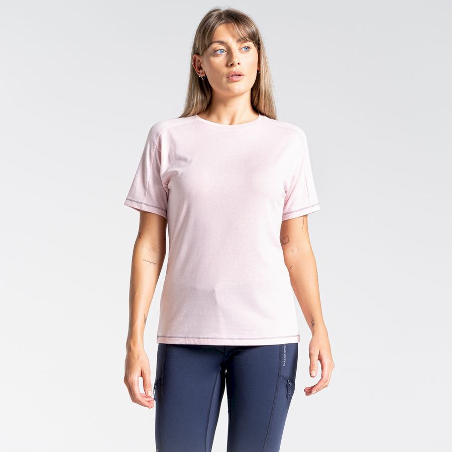 Craghoppers Dynamic Short Sleeved Women's T-Shirts Pink | YMI6516BU