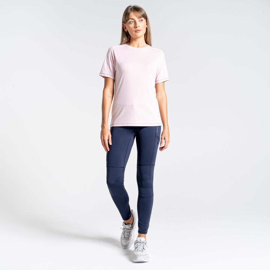 Craghoppers Dynamic Short Sleeved Women's T-Shirts Pink | YMI6516BU