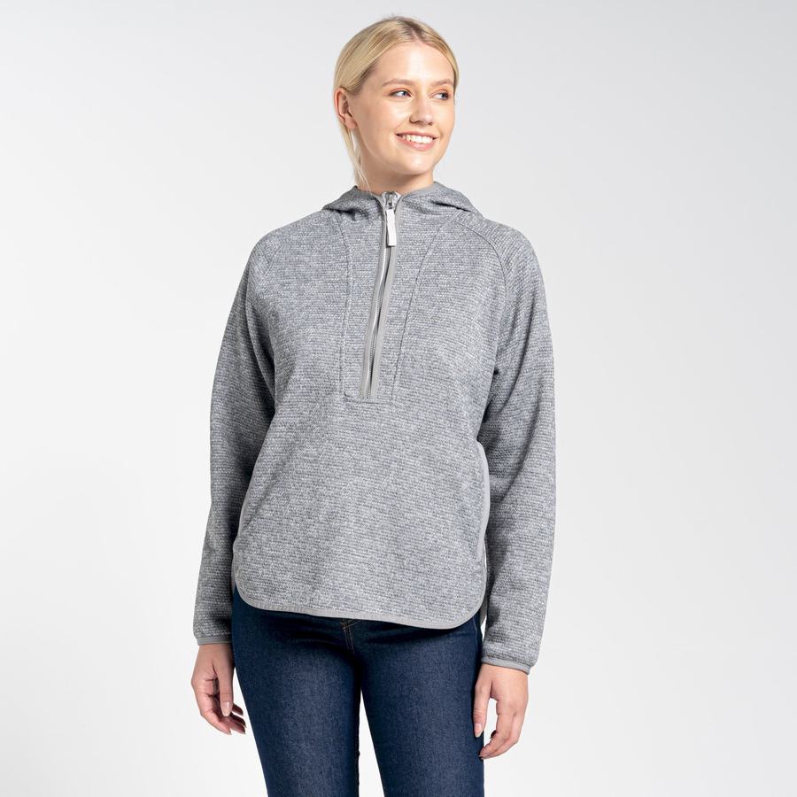 Craghoppers Elena Hooded Half Zip Women's Sweaters Grey | WIL9696DS