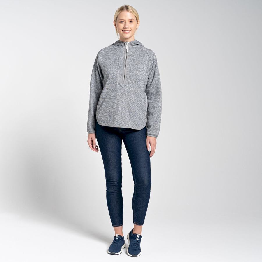 Craghoppers Elena Hooded Half Zip Women's Sweaters Grey | WIL9696DS