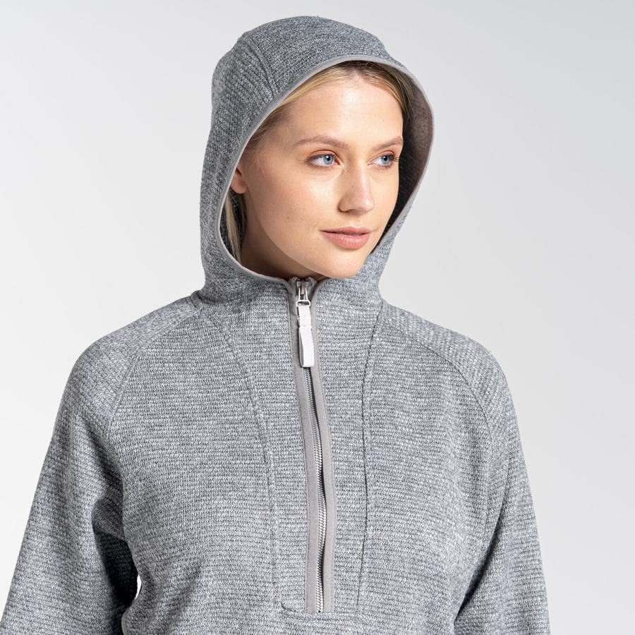 Craghoppers Elena Hooded Half Zip Women's Sweaters Grey | WIL9696DS