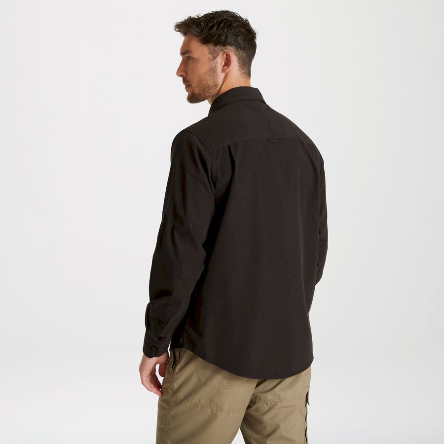 Craghoppers Expert Kiwi Long Sleeved Men's Shirts Black | XBN2715SR