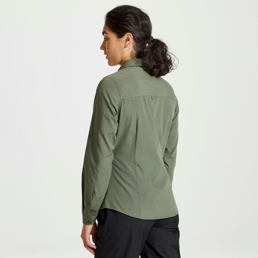 Craghoppers Expert Kiwi Long Sleeved Women's Shirts Dark Green | PLL7260TT